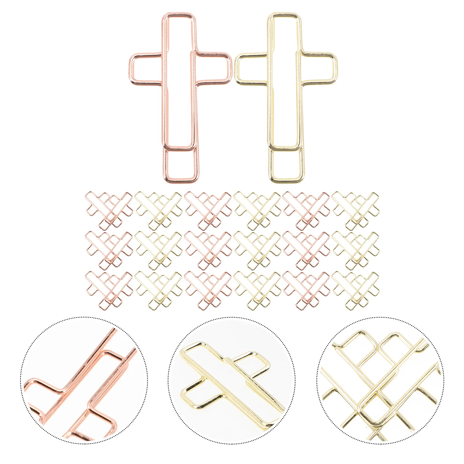 100 Pcs Cross Clip Document Paper Clips Crucifix Wall Catholic Small Creative Shaped Novelty File Metal Office