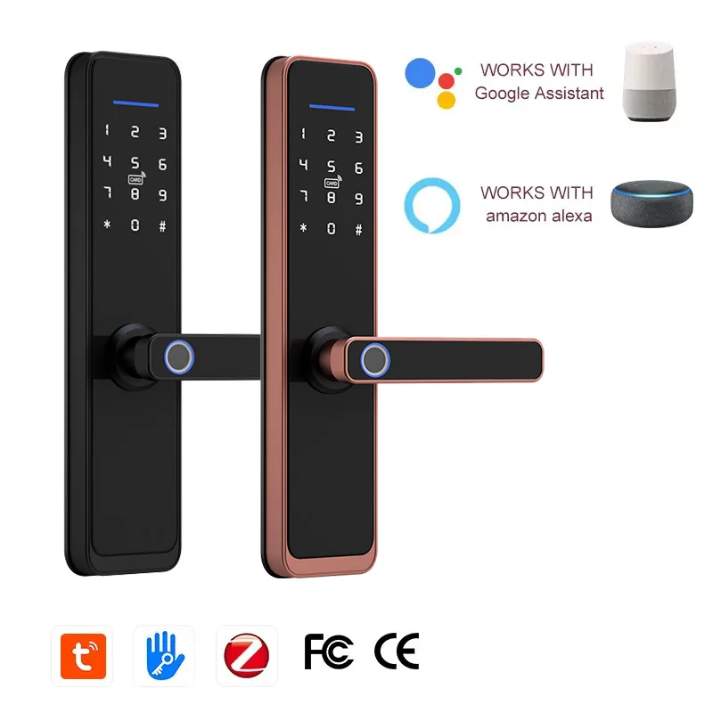 Apartment Hotel System Electric Fingerprint Password Card Keyless Smart App Wifi Tuya Door Lock