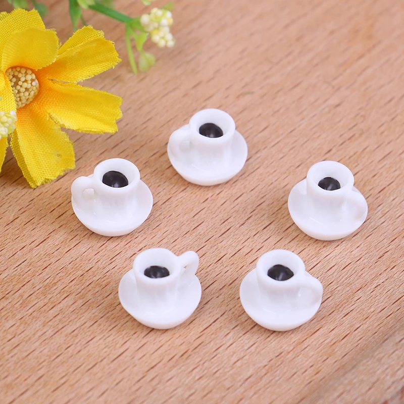 Dollhouse Miniature Coffee Cup para Cozinha, Boneca Acessórios, Sala de Cozinha, Comida, Bebida, Home Tableware Decors, 0.9cm, 5Pcs por Conjunto