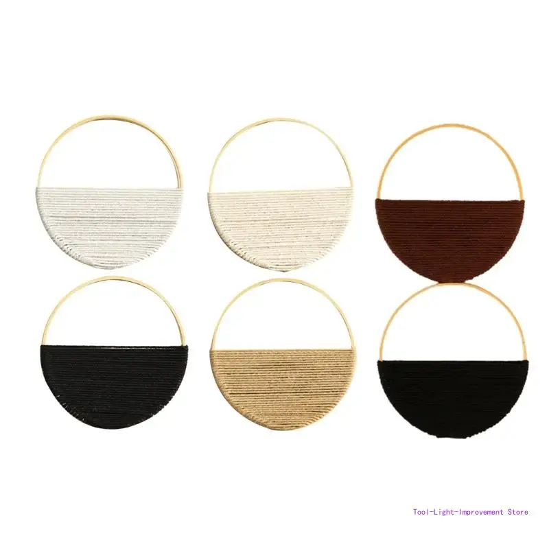 C63E 2-Pieces Bohemian Room Decor Wall Tapestry House Decoration Decorative Wall Hangings Cotton Rope Woven Round Ornaments