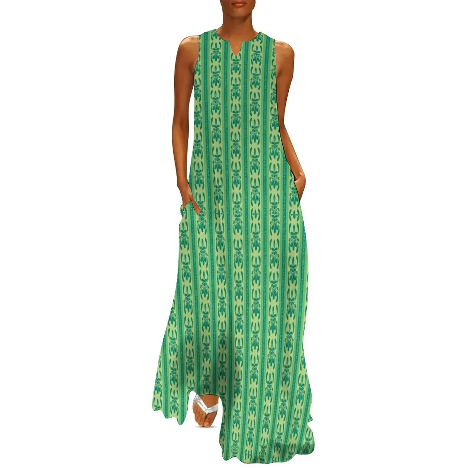 

Paris Green Witchweed Wallpaper Long Dress dress party night festival outfit women Dress