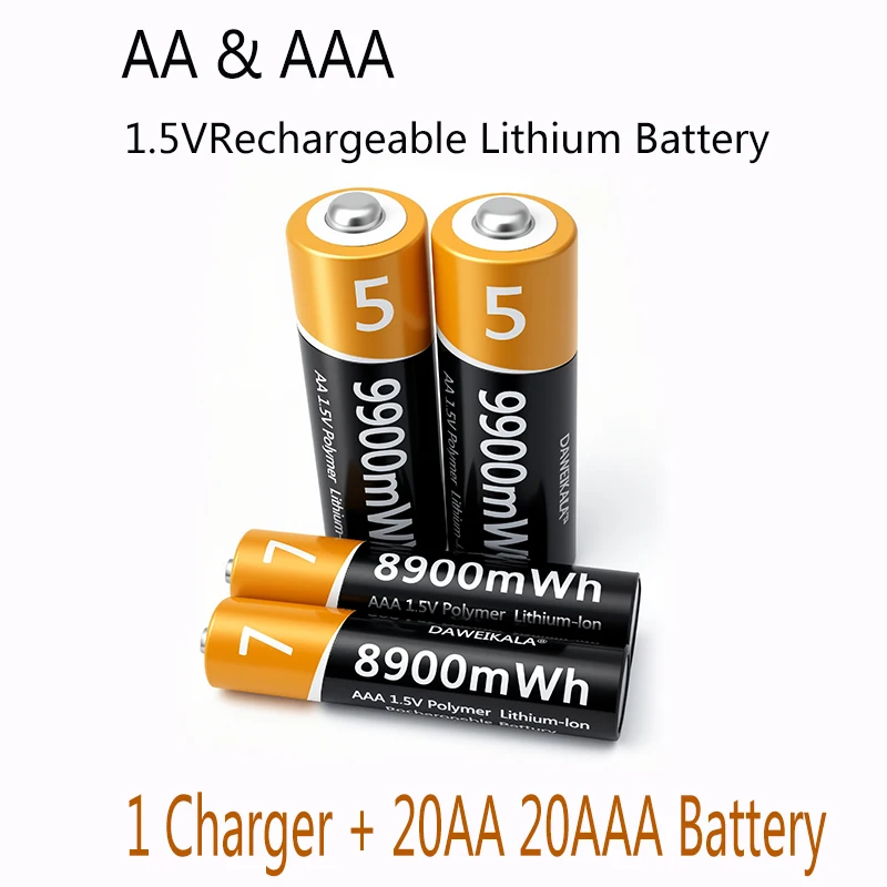 

1.5V Rechargeable Lithium-ion AA AAA Battery long life for remote control mouse fan Electric toy