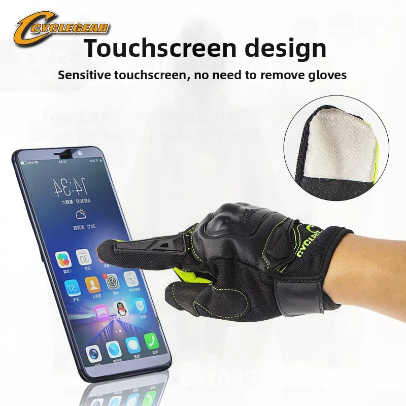 

Unisex Motorcycle Riding Racing Gloves Non-slip Anti-fall Warm Breathable Mesh Touch Screen Full Finger Gloves for Men And Women