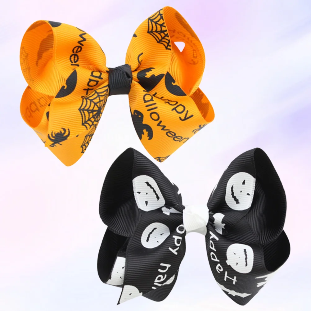 2 PCS Pumpkin Child Hair Barrettes Halloween Themed Accessories Costume Colorful Hairpin