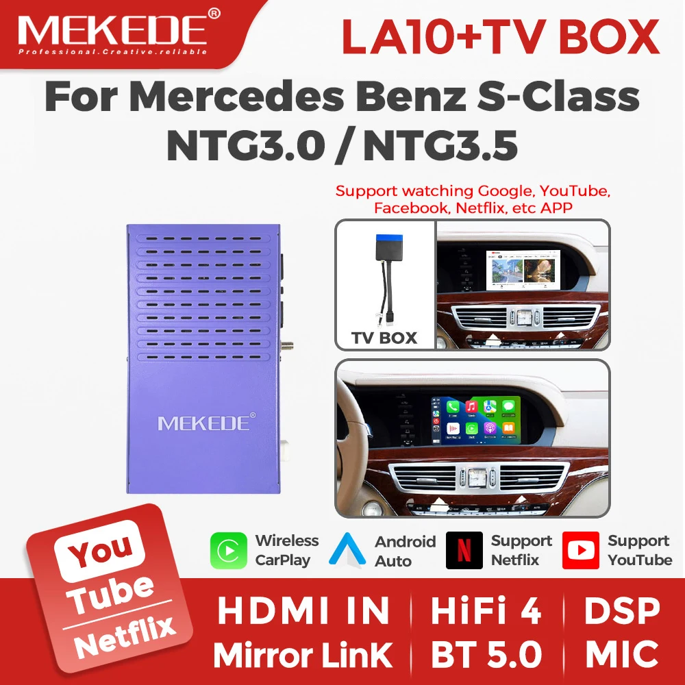 MEKEDE Wireless CarPlay Android Auto AirPlay Autolink Mirroring HiFi DSP BOX Modul für Mercedes Benz S-Klasse W221 S300 S320 S400 S450 S500 S600 S63 S65 AMG CL-Klasse C216 CL500 CL550 CL600 NTG3.0 NTG