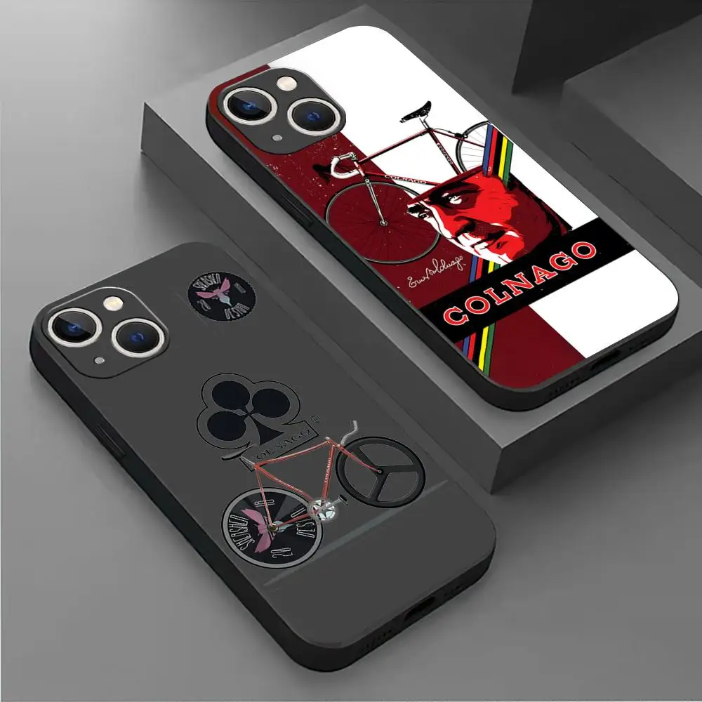 High-end fashion C-Colnago logo Phone Case For iPhone 16 15 14 13 12 11 X XR XS 8 Plus Mini Pro Max Soft black Shockproof Cover