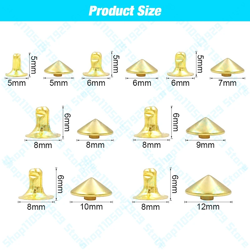 Conical Rivet Spikes Punk Rock Diy For Clothes Shoes Bags Pet Collar Decor Decoration Leathercraft Accessories 5/6/7/8/9/10/12mm