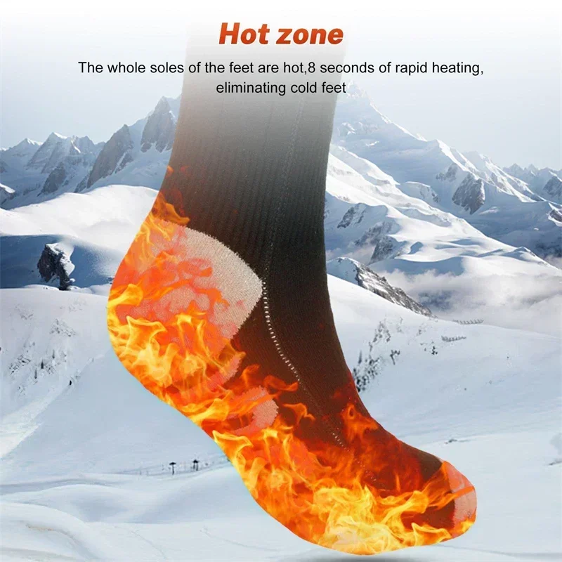 Heated Socks Remote Control Motorcycle Electric Heating Socks Rechargeable Battery Winter Thermal Thick Stockings Men Women