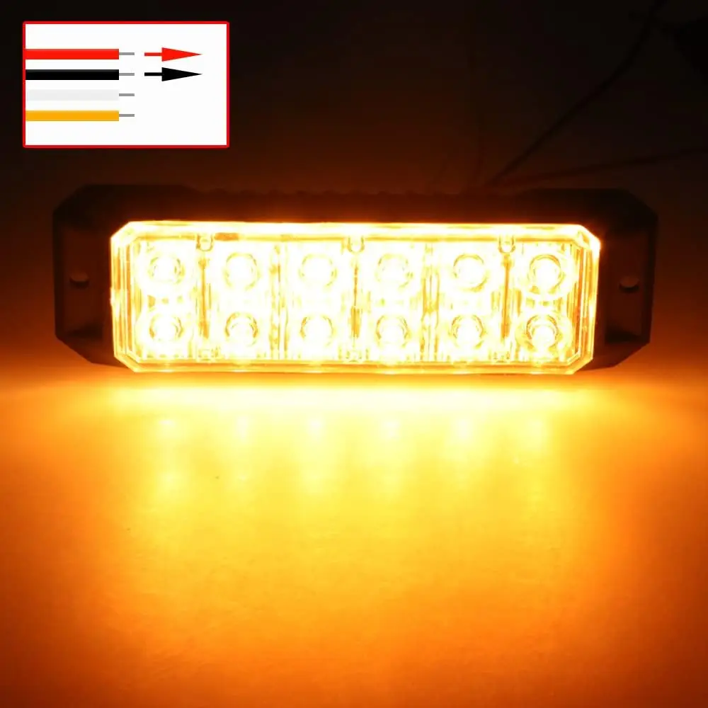 New12-LED Flashing Strobe for 12-24V Trucks Car Vehicle LED Mini Grille Head Emergency Beacon Hazard Warning Lights