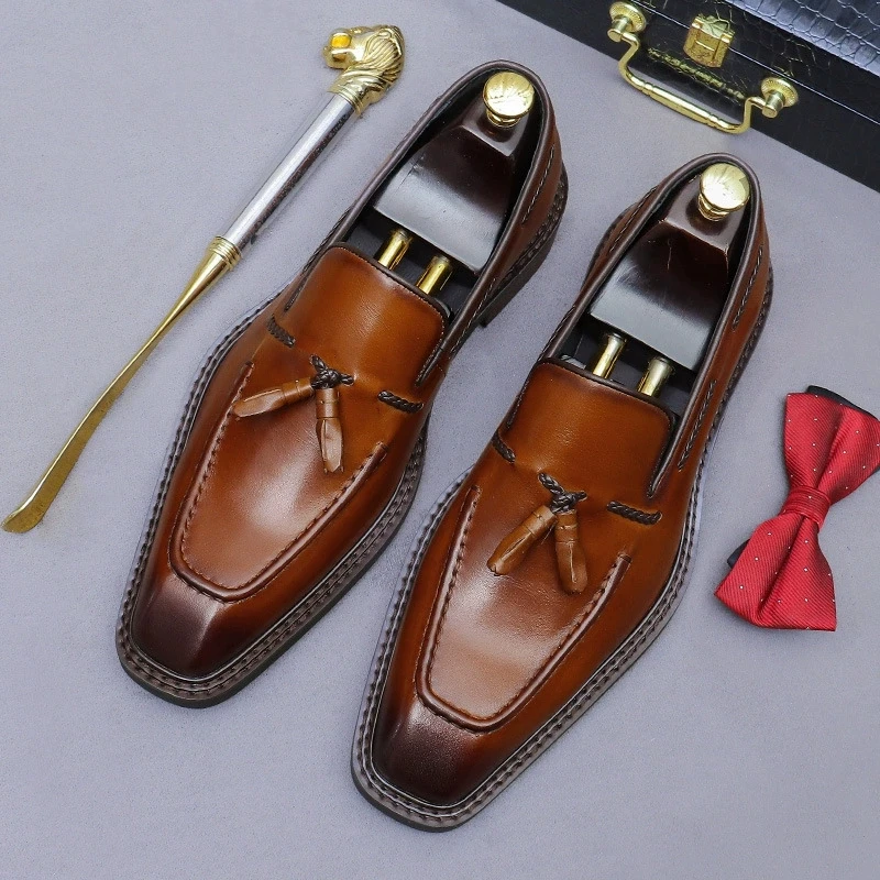 

Luxury Tassel Men Loafers Shoes Gentleman Casual Moccasin Gommino Shoes Men Fringed Party Dress Shoes Man Zapatos Hombre