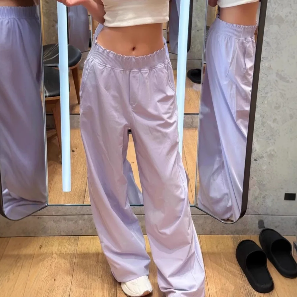 الخصر الدانتيل مطوي واقية من الشمس سراويل تقليدية المرأة عادية بنطال ذو قصة أرجل واسعة الخصر Gored اللولو حماية الشمس فضفاضة تناسب سراويل طويلة #3