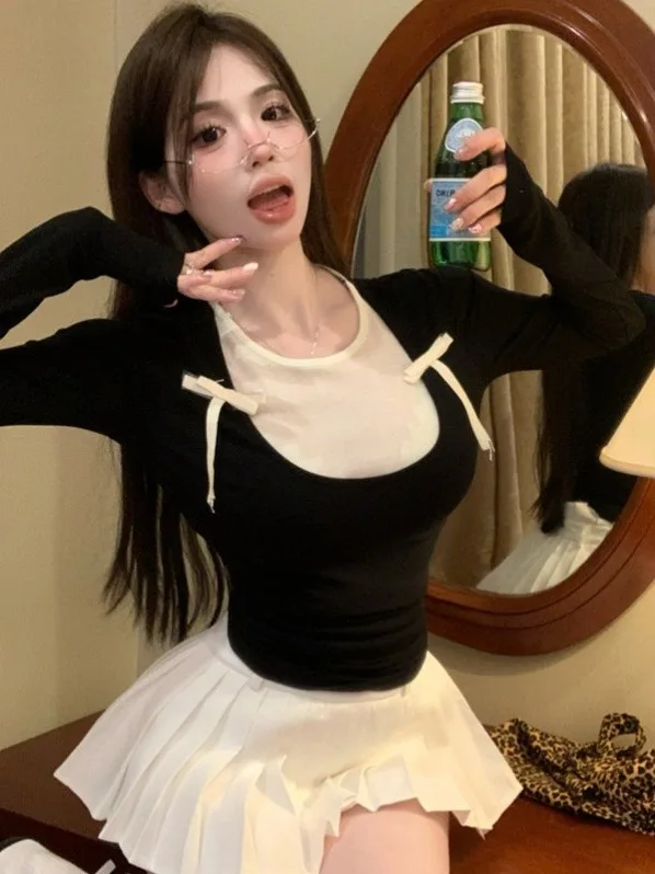 

Slim Fit Color Blo Ballet Sle T-irt Women's Faion Autumn New Arrival ort Sve Long Sve Crew Ne Sweatirt