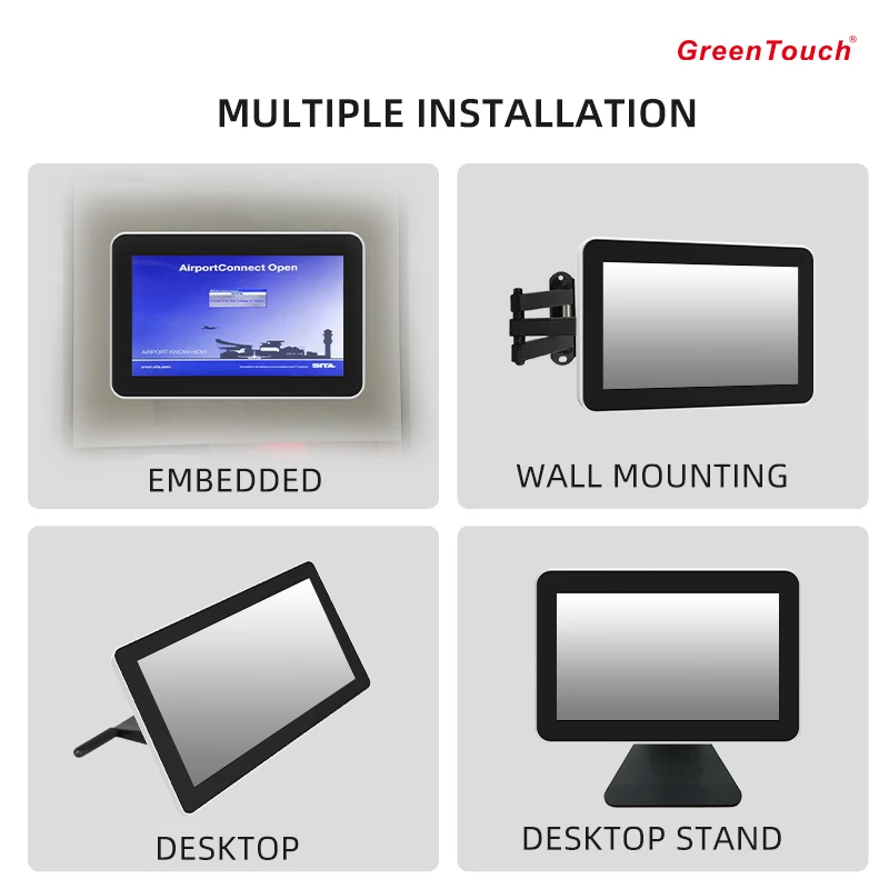 Monitor Layar Sentuh Kapasitif 8 Inci Desain Bingkai Terbuka USB Plug-and-Play Untuk Aplikasi Pendidikan Signage Digital