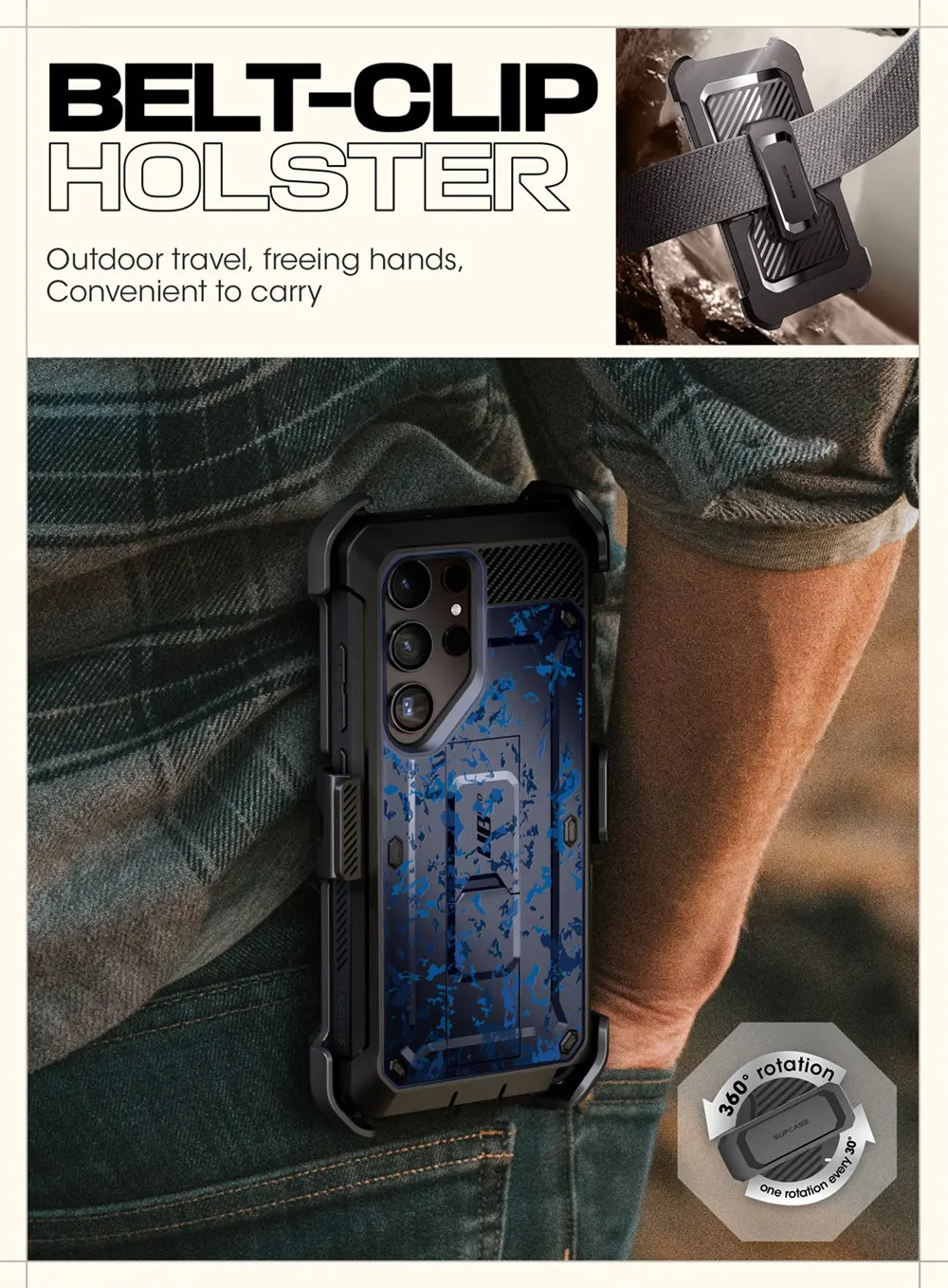 SUPCASE For Samsung Galaxy S24 Ultra Case UB Pro Full-Body Dual Layer Rugged Belt-Clip Phone Case with Built-in Screen Protector