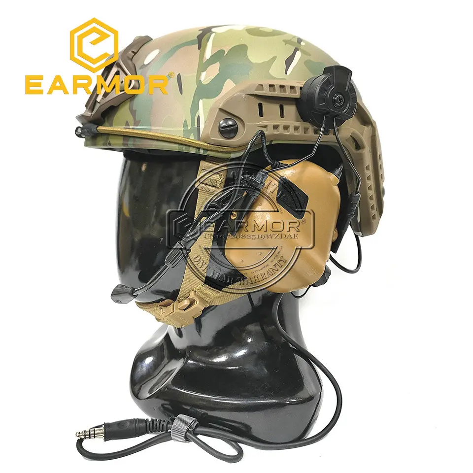 

EARMOR M32H Hunting Tactics headset RAC guide adapter Noise cancellation aviation communications helmet earmuffs with microphone