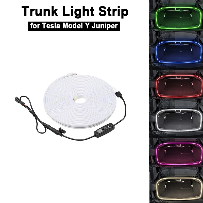 Trunk Light Strip for Tesla Model Y Juniper Accessories Fully Automatic Sensing RGB Tailgate Lighting LED Ambient Lamp 2021-2025