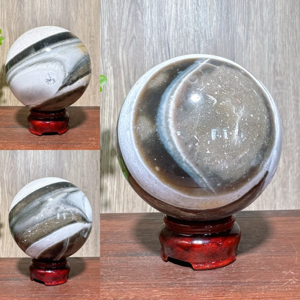 1PC Unique Natural White Ocean Jasper Sphere Quartz Stone Healing Crystal Reiki Energy Home Decor Ornament Gifts