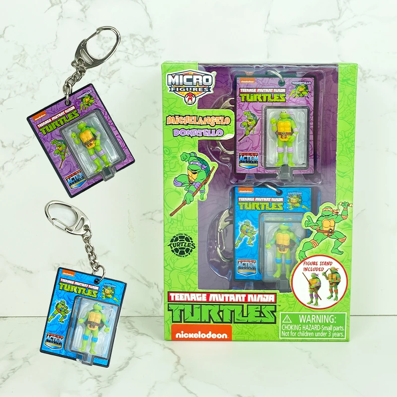 Worlds Smallest Teenages Mutants Ninja Turtles Micro Leonardo Da Vinci Raphael Figure Model Pendant Toys Collect Ornaments