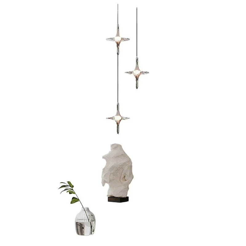 

Living room dining room narrow staircase chandelier, modern minimalist creative bedroom bedside lamp