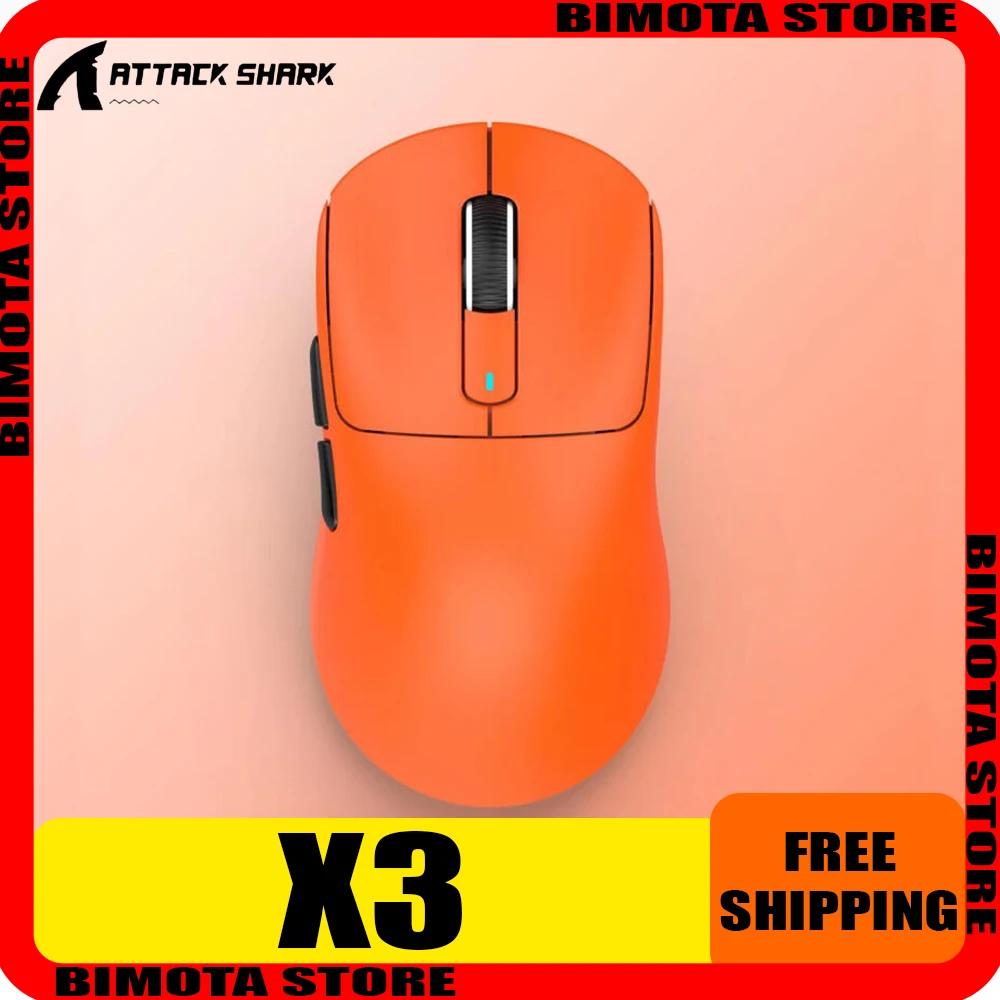 attack shark x3 wireless mouse reciver 4k tri mode paw3395 gaming mouse long life battery e sports mice acessorios pc gamer novo 01