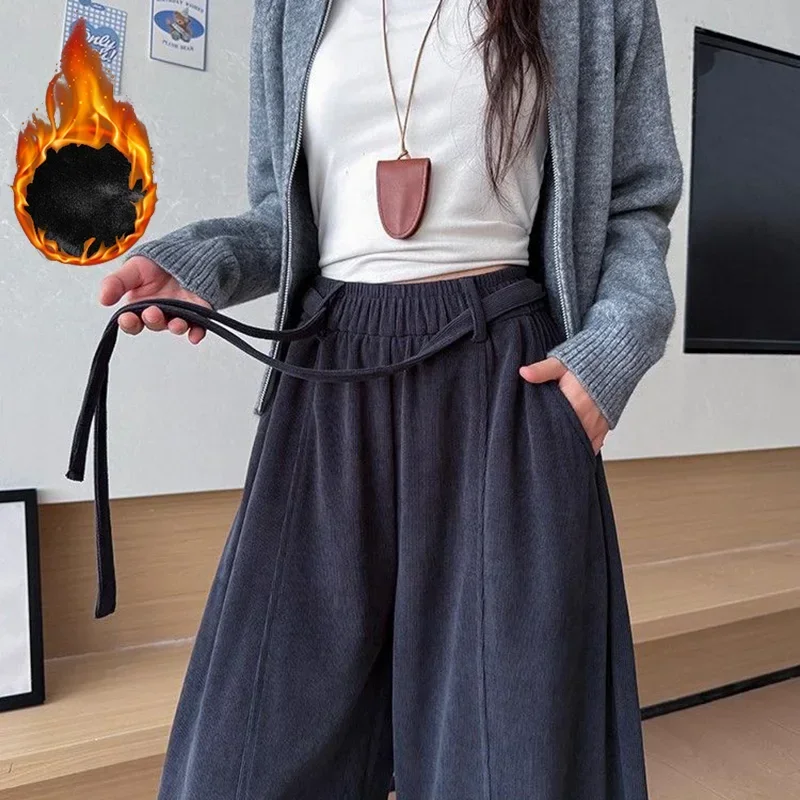 Winter-Jogginghose für Mädchen aus dünnem Fleece, modische, warme Plüsch-Freizeithose für Damen, hohe Taille, thermische Sweatpants für Mädchen – Detail 3
