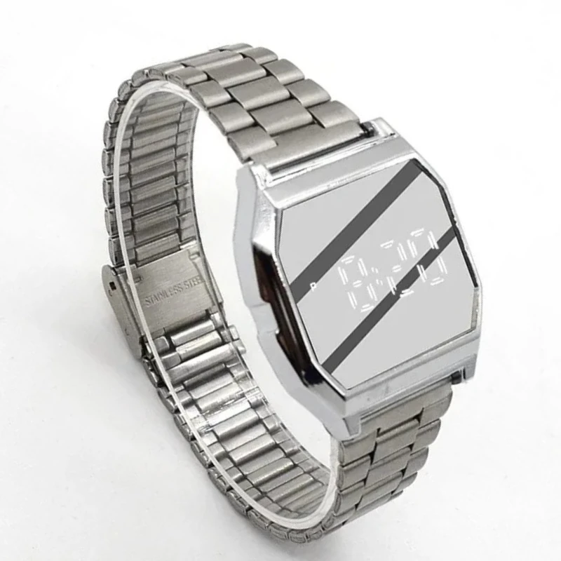 

Часы женские/мужские электронные в ретро стиле, люксовые дамские наручные, с квадратным циферблатом и цифровым дисплеем, розовые, золотые, серебристые