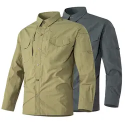 Chemises de camping cargo à séchage rapide pour hommes, chemises à manches longues, multi-poches, saut extérieur, qualité supérieure, 6XL, offre spéciale