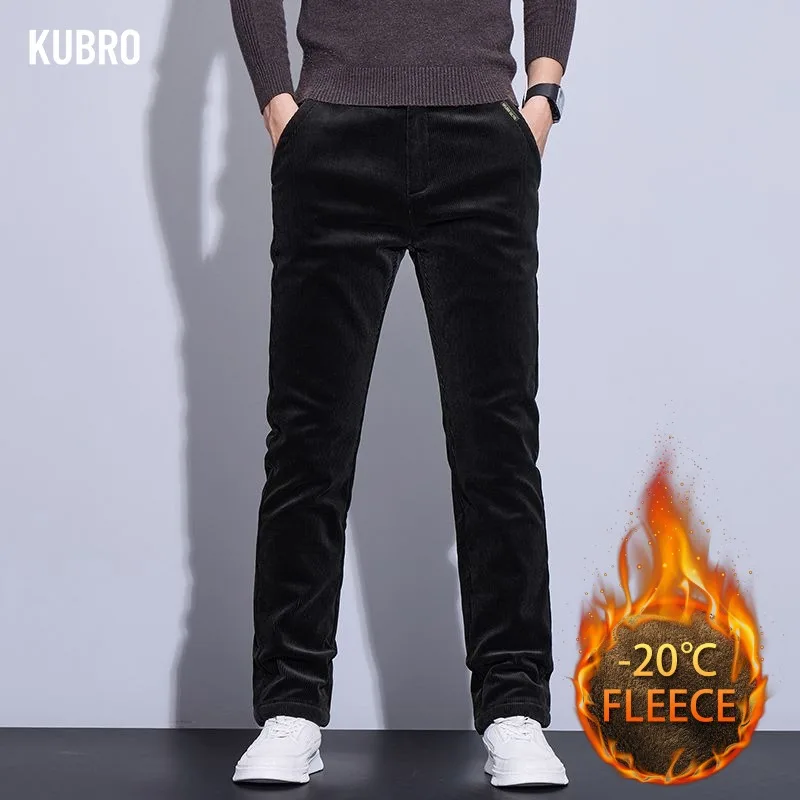 

Men's Winter Fleece Straight-leg Men's Striped Casual Pants with A Slimming Fit ForFashionable and Versatile Fleece Plush