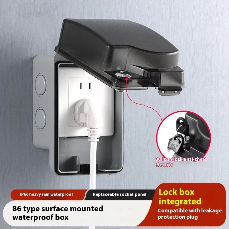 Outdoor Waterproof Socket Open-installed Outdoor Rainproof Box Power Lock Box Rain Cover Rainproof Switch Socket Splashproof Box