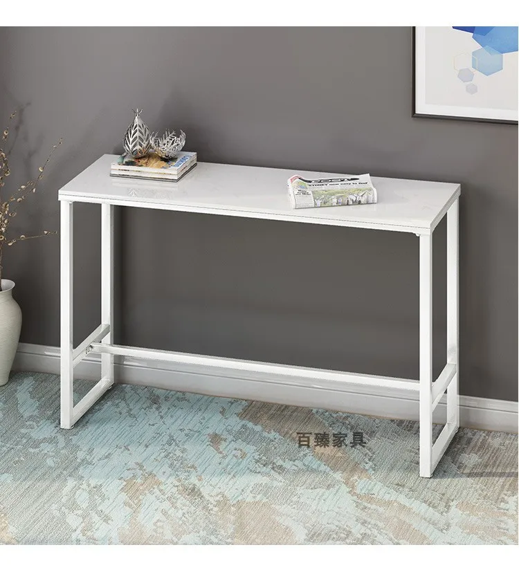 Marble Bar Table Against the Wall Narrow Strip Table Coffee Bar Tall Table
