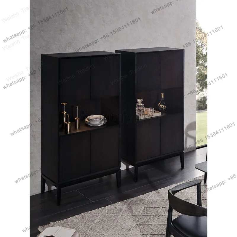 LJY Italian minimalist living room storage side cabinet, modern new Chinese solid wood decorative wine cabinet