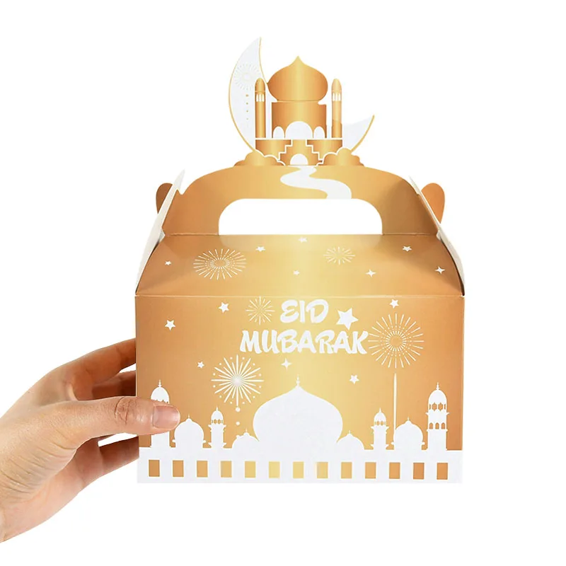 Cajas de recuerdo de pastel Eid Mubarak, caja de regalo de Chocolates de caramelo de Ramadán, fiesta musulmana, Ramadán, Kareem, Eid Al Adha, caja de recuerdo de fiesta, 8 unids/set por Set