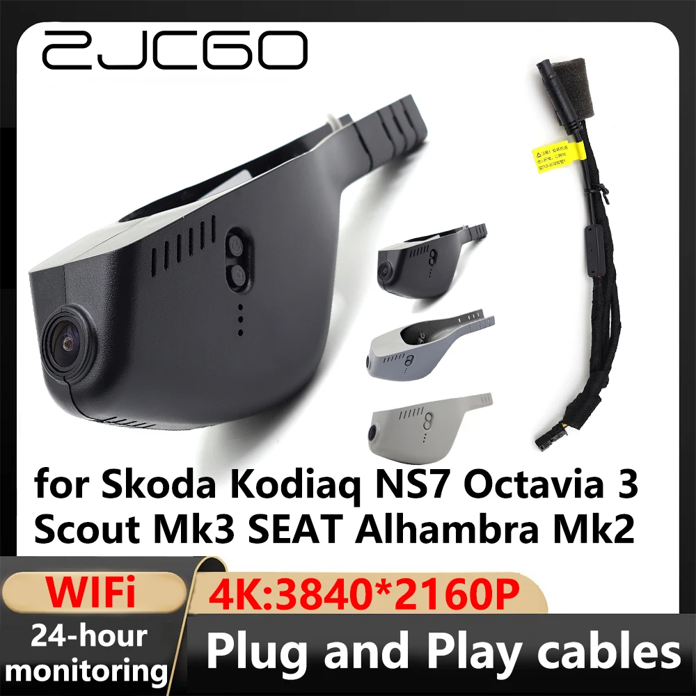 

ZJCGO 4K Wifi 3840*2160 Car DVR Dash Cam Camera Video Recorder for Skoda Kodiaq NS7 Octavia 3 Scout Mk3 SEAT Alhambra Mk2