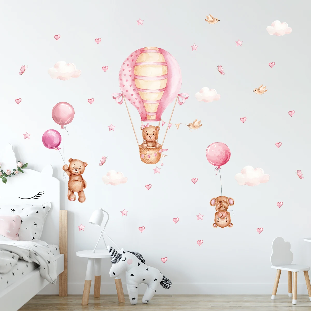 Cartoon niedlichen Braunbär Ballon Herz Tier Wanda uf kleber abnehmbar für Schlafzimmer Wohnzimmer Kinderzimmer Dekoration Wandt attoos