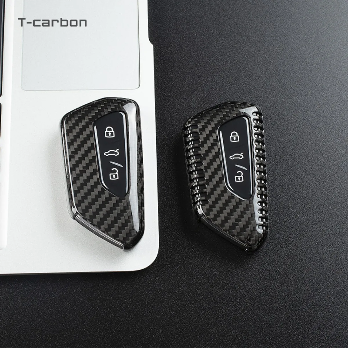 T-carbon Car Key Case Cover Fit VW Volkswagen Golf 8 MK8 Cupra Carbon Fiber For Skoda Octavia A8 SEAT Leon MK4 2020 2021 Forment