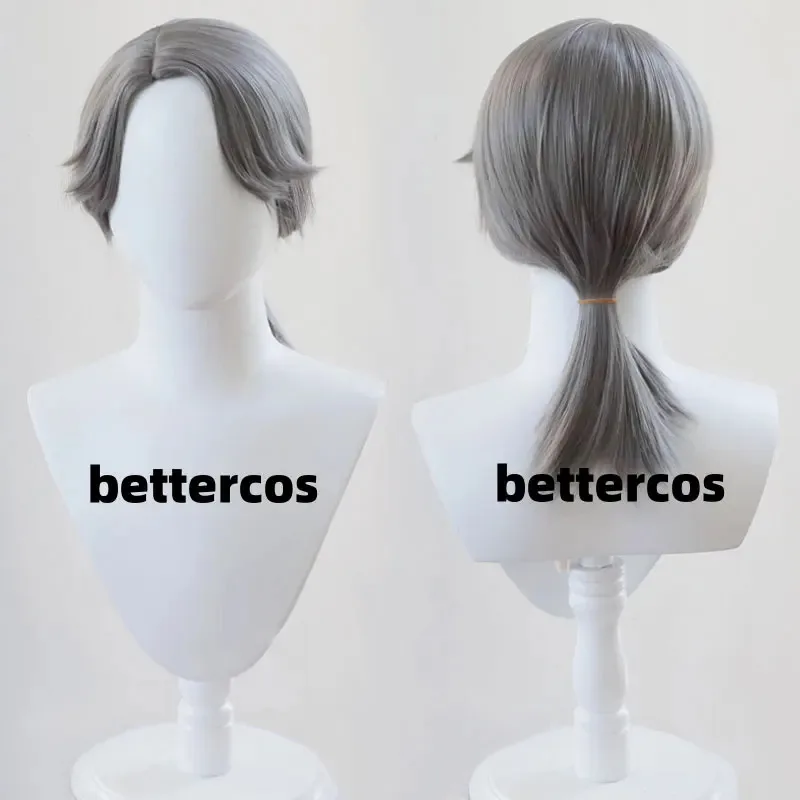 ايسوب كارل الهوية VEmbalmer تأثيري جاتو شعر رمادي داكن ألياف مقاومة للحرارة غطاء الورد + شعر مستعار Netr