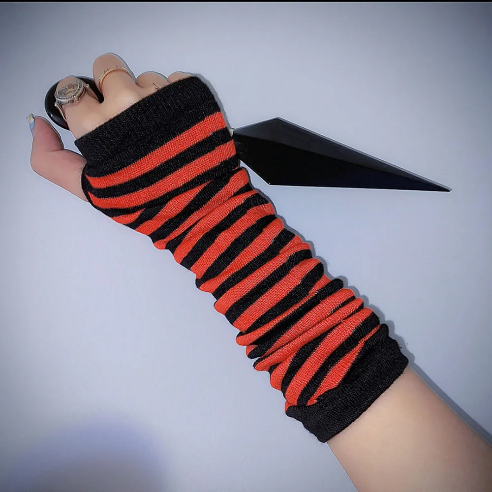 Arm Sleeves Striped Ninja Style Cosplay Stain Resistant Soft Breathable Lightweight Nylon Multicolor for Women Girls Party