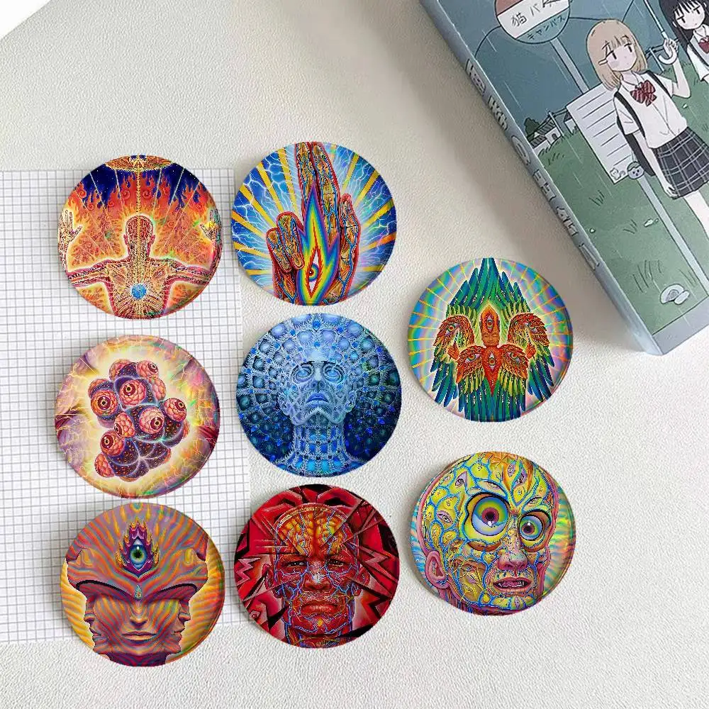 A-Alex G-Grey Art For Badge Personalized Custom Laser Reflective Badge Hologram Metal Enamel Pin Brooch Souvenir Gift