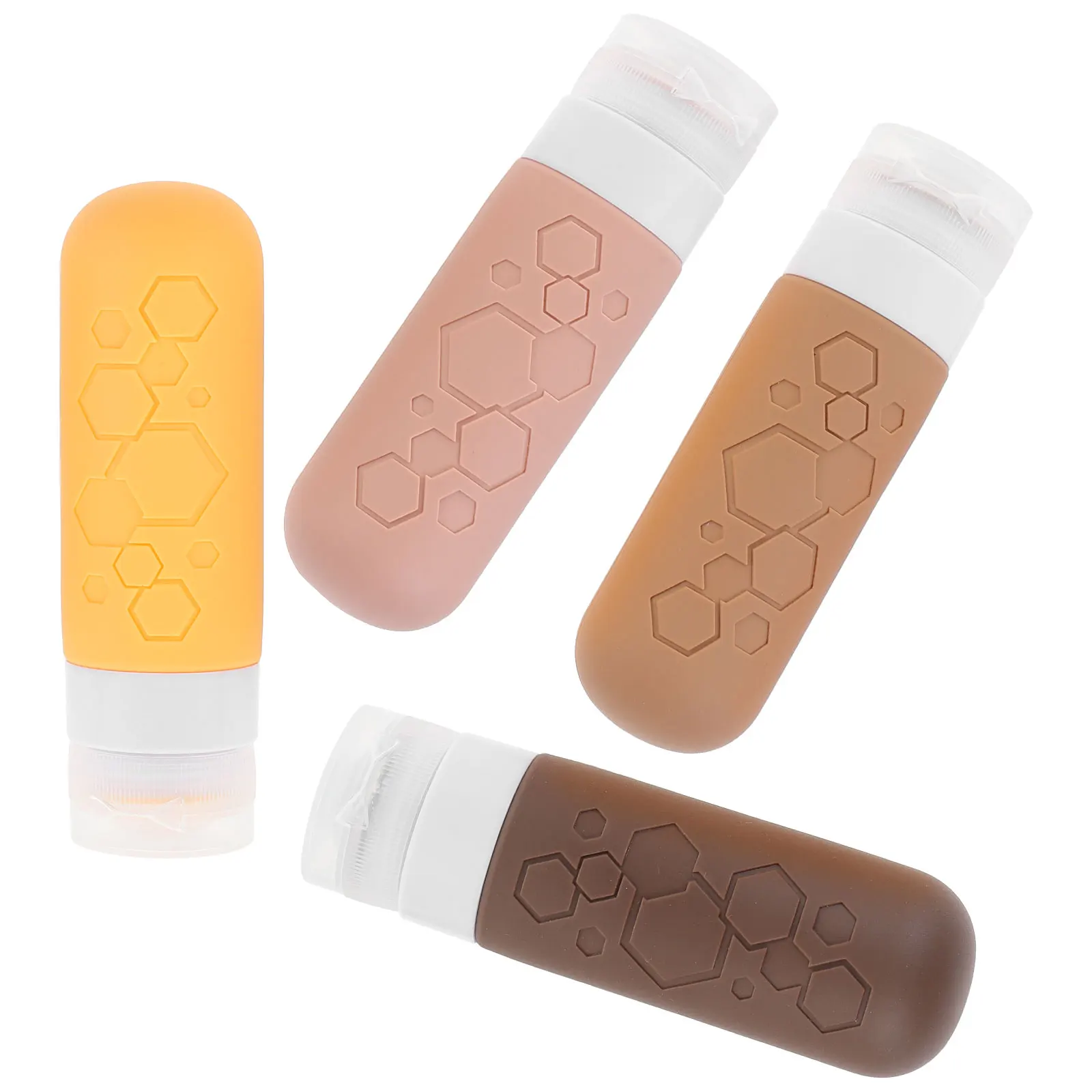 Ensemble de bouteilles de voyage en Silicone, compactes, anti-fuite, rechargeables, pour Lotion, shampoing, articles de toilette, conteneurs portables et légers, 4 pièces