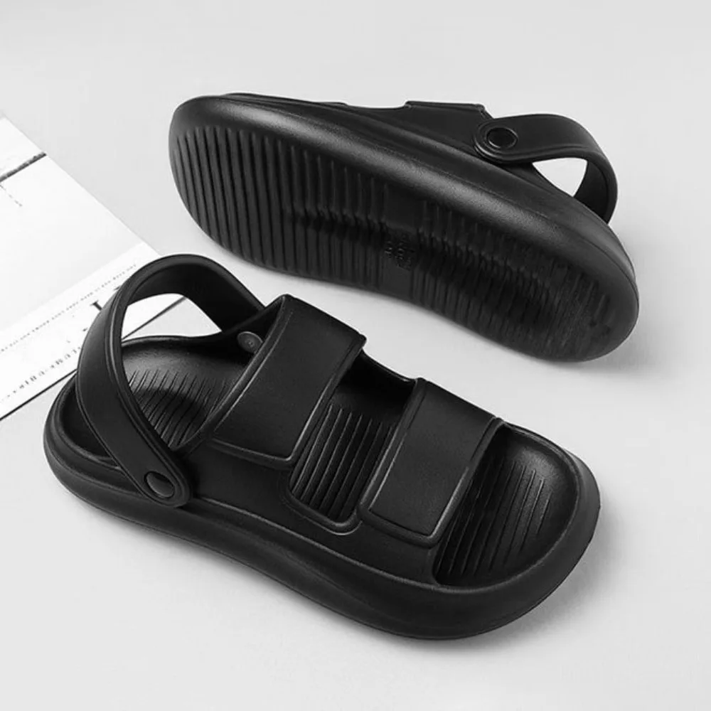 

Базовые противоскользящие тапочки из ЭВА на плоской подошве, шлепанцы на платформе с открытым носком и защитой от запаха, пляжная обувь, мужские пляжные тапочки