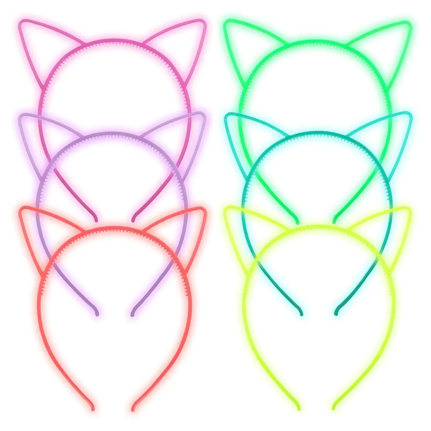

6 Colors Luminous Headbands,Plastic Light Up Cat HairBand Glow in the Dark Headband For Toddlers