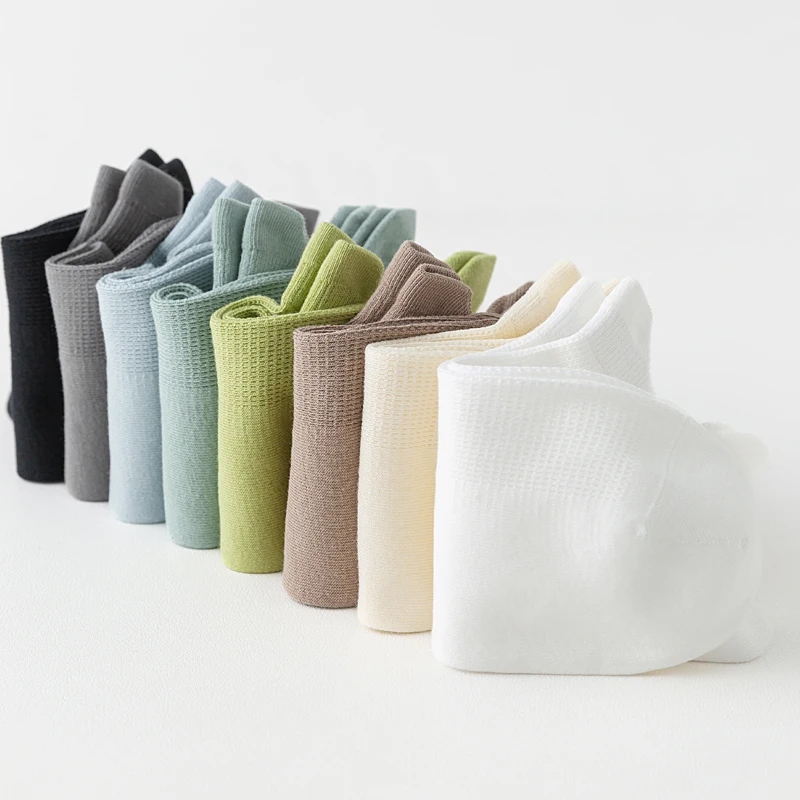 

High Quality Plus 5Pairs Men's Socks Combed Cotton Sock New Casual Mesh Breathable Black White Business Male Sock Size EU38-46