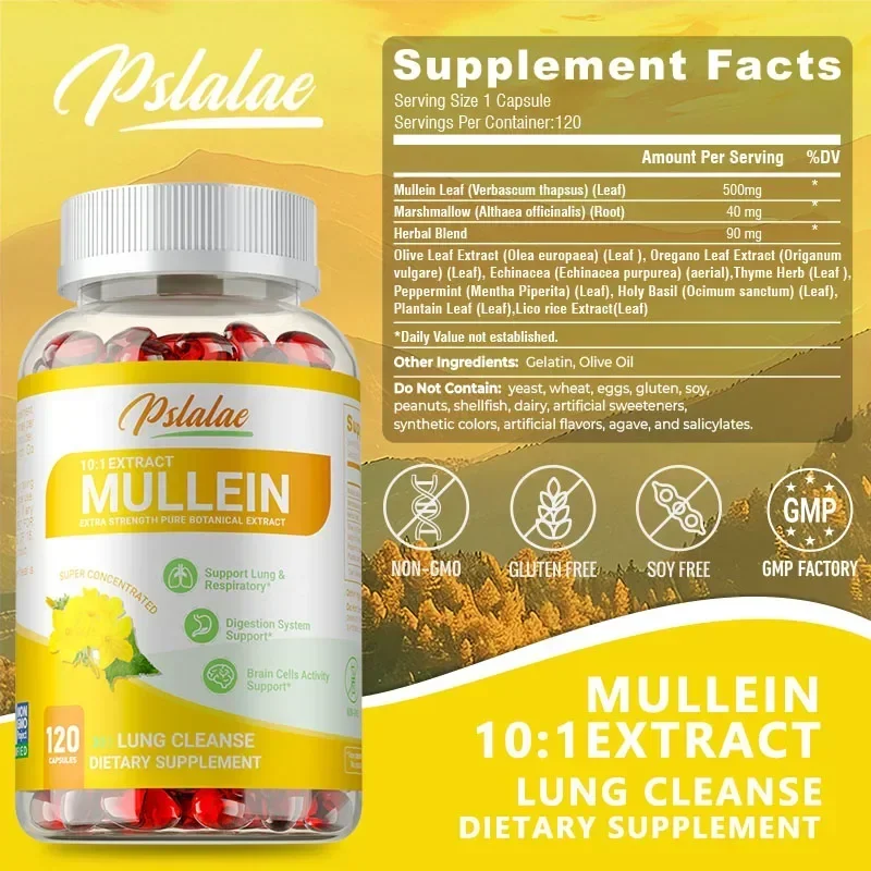 

Mullein Leaf Extract - Natural Lung Cleanse, Supports Lung Function & Respiratory Health, Improves Digestion, Boosts Immunity Su