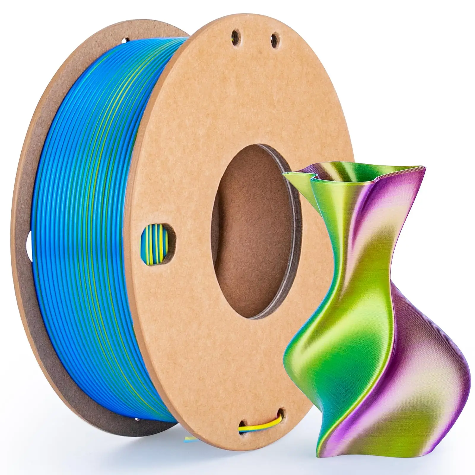 Driekleurig PLA-zijdefilament 250 g per rol Nettogewicht, geschikt voor FDM 3D-printers, 1,75 mm zijde PLA 3D-printmateriaal.