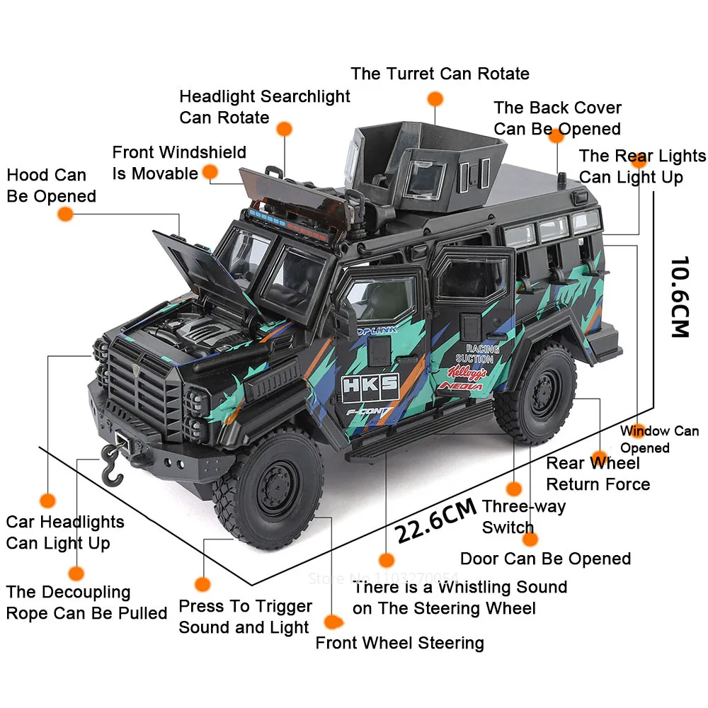 1:24 سبيكة Sabertooth انفجار برهان المركبات دييكاست نموذج لعب سيارة ضوء الصوت التراجع الأبواب فتح سيارات الاطفال هدية الكريسماس