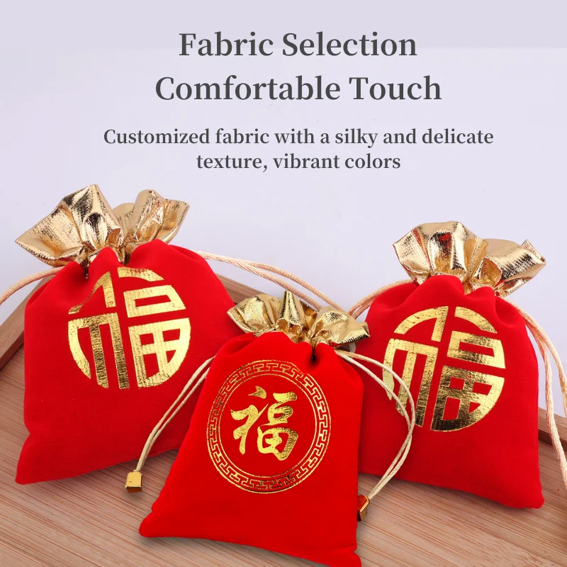 New Year Red Envelope Wedding Gift Bag Velvet Sachet Chinese Style Jewelry Bag Large Capacity Delicate Cloth Bag