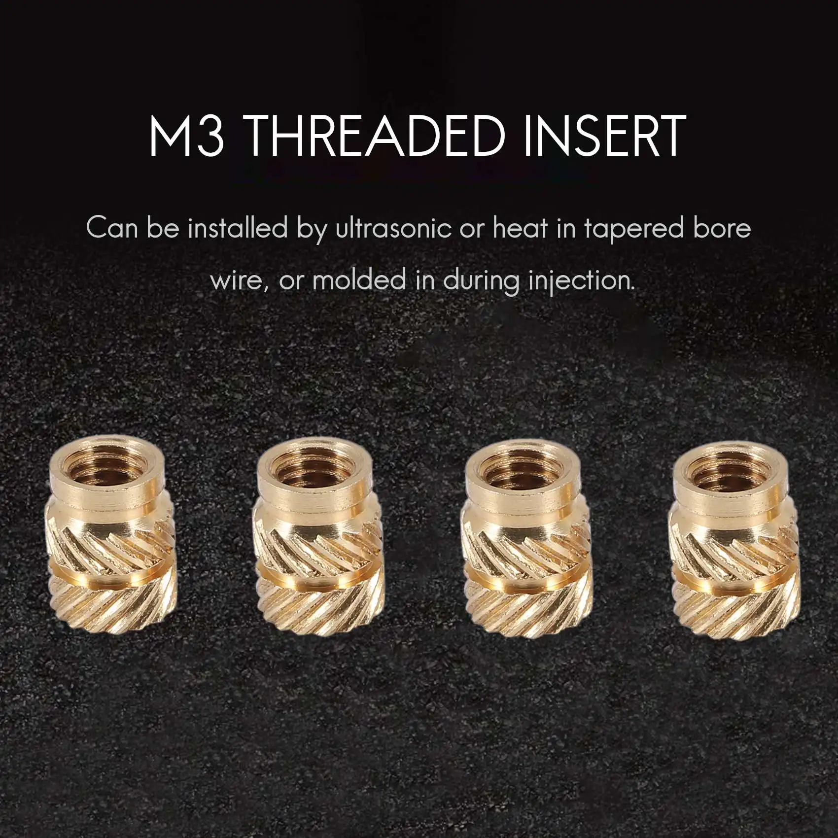 100Pcs M3 Thread Knurled Brass Threaded Heat Set Heat Resistant Insert Embedment Nut for 3D Printer