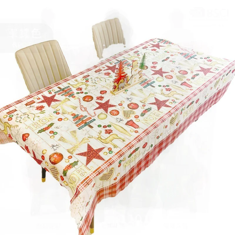 

2022 Christmas Tablecloth Decoration Polyester Printed Table Towel for Holiday Party Festival Wholesale Various Colors Available