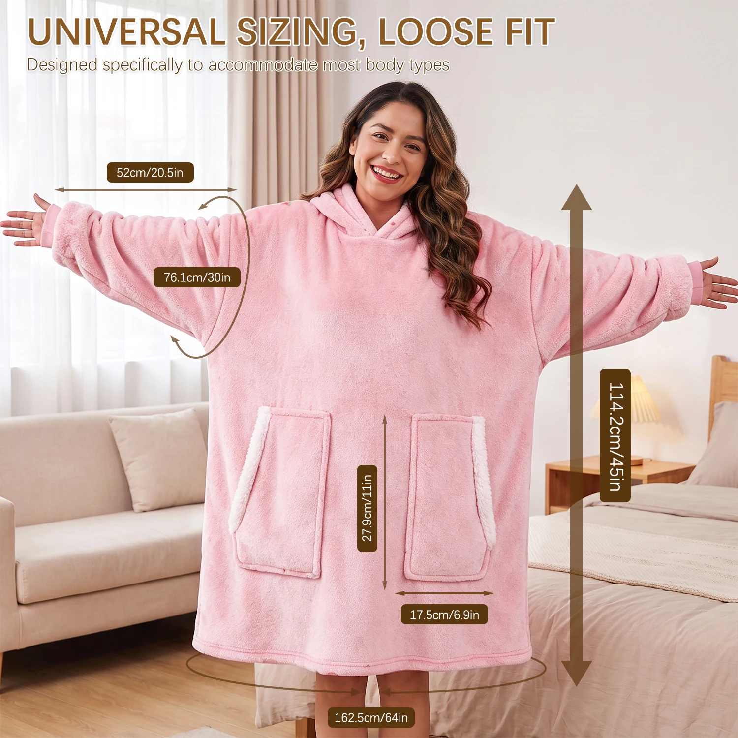1 Pcs Oversized Wearable Blanket Hoodie, Super Soft, Large Pocketed Design Wearable Hoodie Blanket Pocket, Warm Cozy Sweatshirt For Women Men, Perfect For Lounging & Gifting, Ideal For  Christmas Valentine's Day Winter Relaxing & Daily Wear
