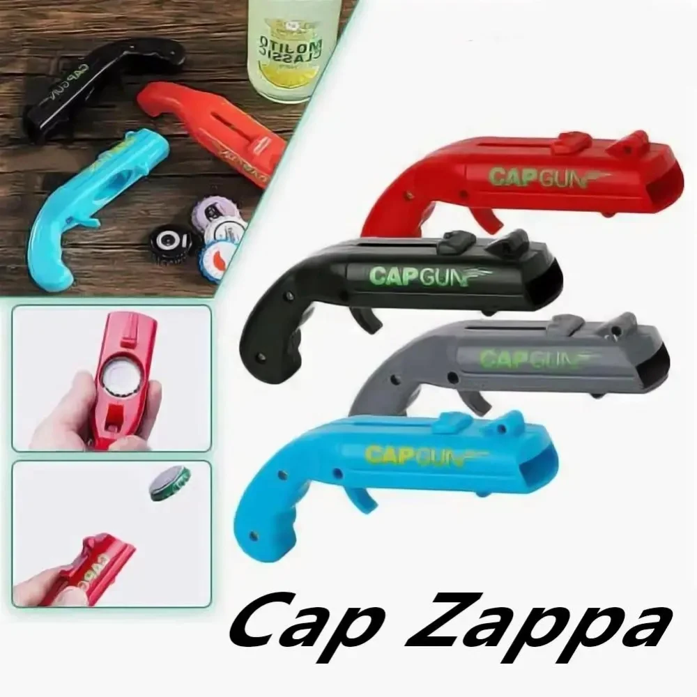 Portable Creative Cap Gun Flying Cap Launcher Beer Bottle Opener Novelty Fun Beverage Opener Tool Kitchen Party Gift Accessories